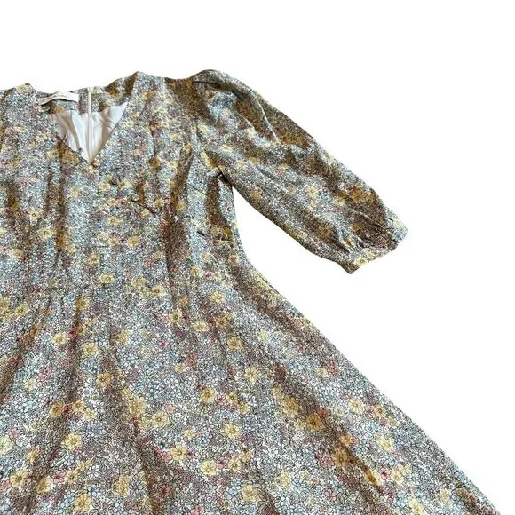 Quanta du Soleil Dainty Floral Print Dress Puff Sleeves Mini Size 36 EU Small - Picture 3 of 12